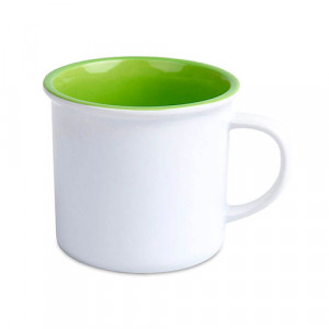 Ref MugEmailCou250-vert Mug métal émaillé vert personnalisable 250 ml