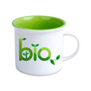 Ref MugEmailCou250-vert Mug personnalisé métal émaillé intérieur couleur
