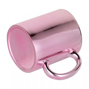 Mug aspect chromé rose personnalisable mug rose céramique