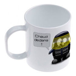 Réf. MugPlast-bl Mug plastique personnalisé avec texte et illustration