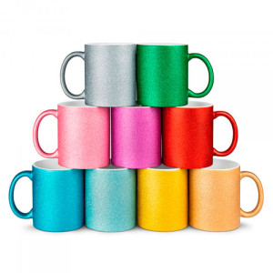 Mugs couleurs personnalisables pailletés 330 ml