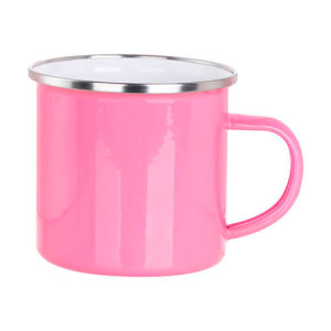 Réf. MugEmailCouleur - rosef Mug émaillé personnalisable rose