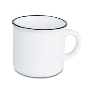 Réf. MugCVintage - noir Mug céramique personnalisable rebord noir aspect mug émaillé