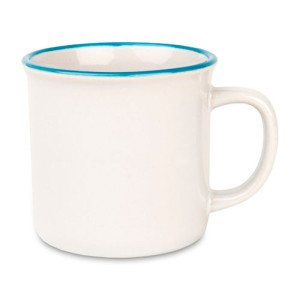 Réf. MugCVintage - bleu Mug personnalisable vintage céramique rebord bleu 280 ml
