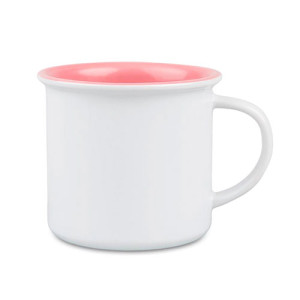 Ref MugEmailCou250-rose Mug vintage à personnaliser aspect émaillé en céramique