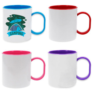 Mug plastique personnalisé avec anse et intérieur couleur