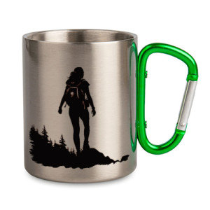 Mug mousqueton personnalisé avec anse verte en inox