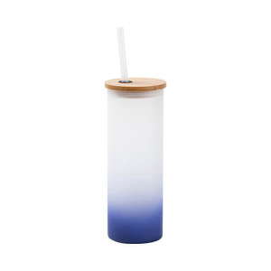 Réf. VerreCouvP-marine Verre long 500 ml personnalisable effet givré