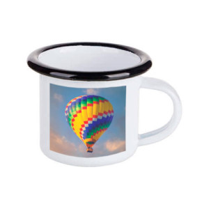 Réf. MiniMugEmailC-blanc mug personnalisé en métal émaillé blanc