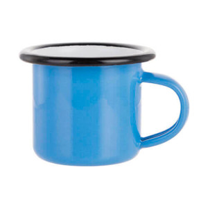 Réf. MiniMugEmailC-bleu Mini mug bleu émaillé à personnaliser