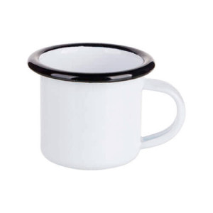 Réf. MiniMugEmailC-blanc Mug émaillé métal 100 ml personnalisable