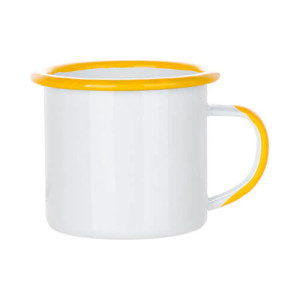 Ref. MugEmailbac-jaune Mug émaillé métal personnalisable avec couleur jaune