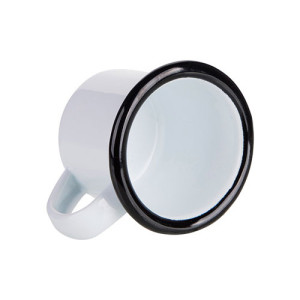 Réf. MiniMugEmailC-blanc Mug métal émaillé personnalisable 100 ml