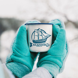 MugEmail350-bleu Mug émaillé personnalisé rebord bleu 350 ml