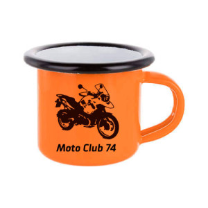 Réf. MiniMugEmailC-orange Mug émaillé personnalisé orange 100 ml