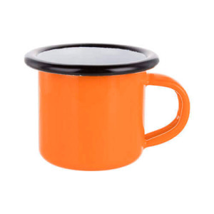 Réf. MiniMugEmailC-orange Mug émaillé orange personnalisable en métal