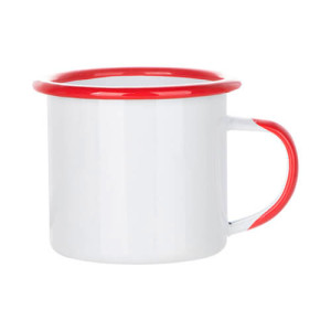 Ref. MugEmailbac-rouge Tasse personnalisable en métal émaillé avec couleur rouge