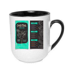 TasseCafe290 - noir Tasse céramique noire imprimée avec logo