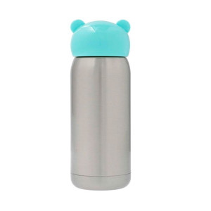 Réf. GourdEnfant-inox-bleu Gourde bouchon bleu pour enfant en métal