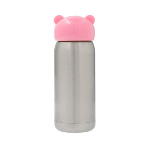 Réf. GourdEnfant-inox-rose Gourde métal inox personnalisable bouchon rose