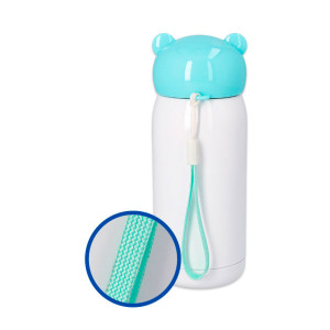 Réf. GourdEnfant-blanc-bleu Gourde métal thermos pour enfant 320 ml