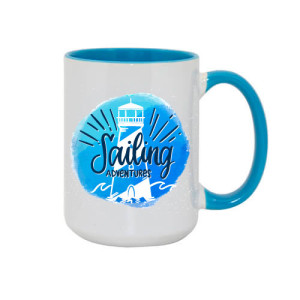 Réf. Mugia450-bleu ciel Grand Mug personnalisé 450 ml en céramique intérieur et anse bleu