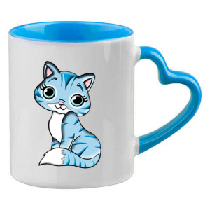 MugCoeurC330 - bleu Mug personnalisé anse coeur bleu