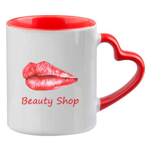 MugCoeurC330 - rouge Mug personnalisé anse coeur rouge