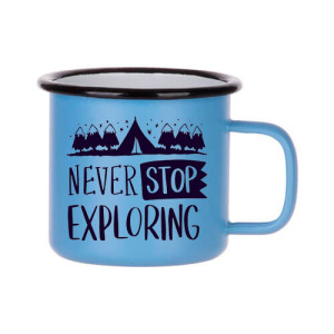 Réf. MugEmailC330 - bleu Mug émaillé personnalisé bleu 330 ml