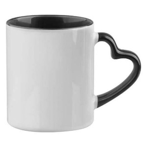 MugCoeurC330 - noir Mug personnalisable anse coeur noir