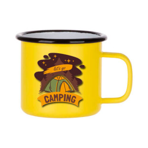 Réf. MugEmailC330 - jaune Mug émaillé personnalisé jaune