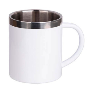 Mug métal blanc et inox personnalisable