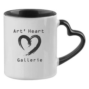 MugCoeurC330 - noir Mug anse coeur noir personnalisé en céramique