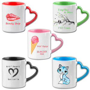 Mugs personnalisés anse coeur