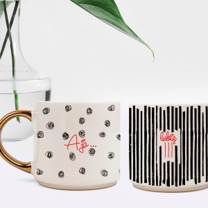 Réf. Mug400Or Mugs personnalisés céramique anse or