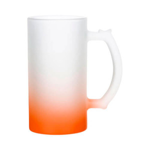 Réf. ChopeGivreeC - orange chope à bière en verre personnalisable