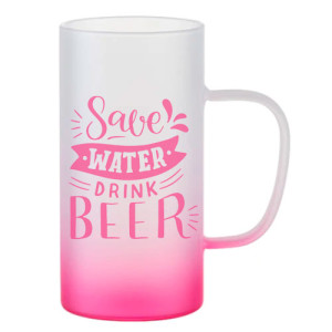 Réf. ChopeVerreAF - rose Chope personnalisée en verre 650 ml