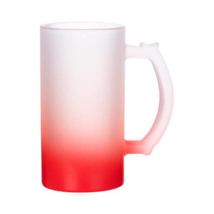 Réf. ChopeGivreeC - rouge Chope personnalisable en verre dépoli 470 ml