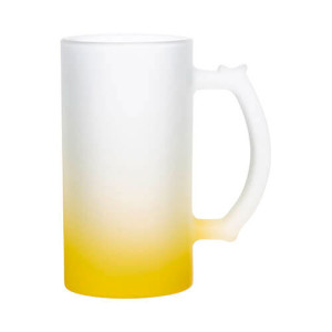 Réf. ChopeGivreeC - jaune Chope en verre dépoli personnalisable 470 ml