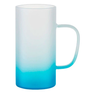 Réf. ChopeVerreAF - bleu Chope bière verre dépoli à personnaliser fond bleu