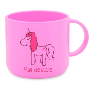 Réf. MiniMugPlastC - rose Mini mug plastique personnalisé rose 180 ml