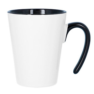 Réf. MugconiqueO - noir Tasse conique personnalisable intérieur et anse noir