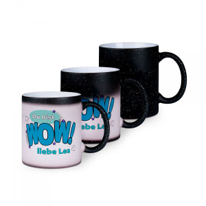 Réf. MugMagP - noir Mugs magiques personnalisés noirs 330 ml