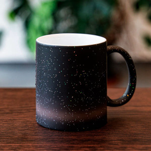Réf. MugMagP - noir Mug magique noir céramique à paillettes