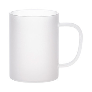 Réf. MugVerreG450 - translucide Mug en verre translucide effet givré à personnaliser