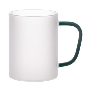 Réf. MugVerreG450 - vert foncé Mug verre givré personnalisable 450 ml avec anse vert foncé