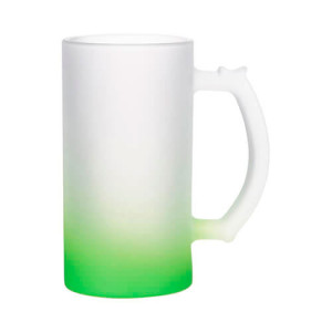 Réf. ChopeGivreeC - vert Chope de bière personnalisable en verre couleur