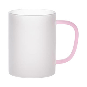 Réf. MugVerreG450 - rose Mug verre personnalisable avec anse rose 450 ml