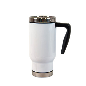 Réf. MugThermo2 - blanc Mug isotherme blanc à personnaliser poignée ouverte