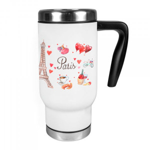 Réf. MugThermo2 - blanc Mug thermos personnalisé blanc avec double paroi